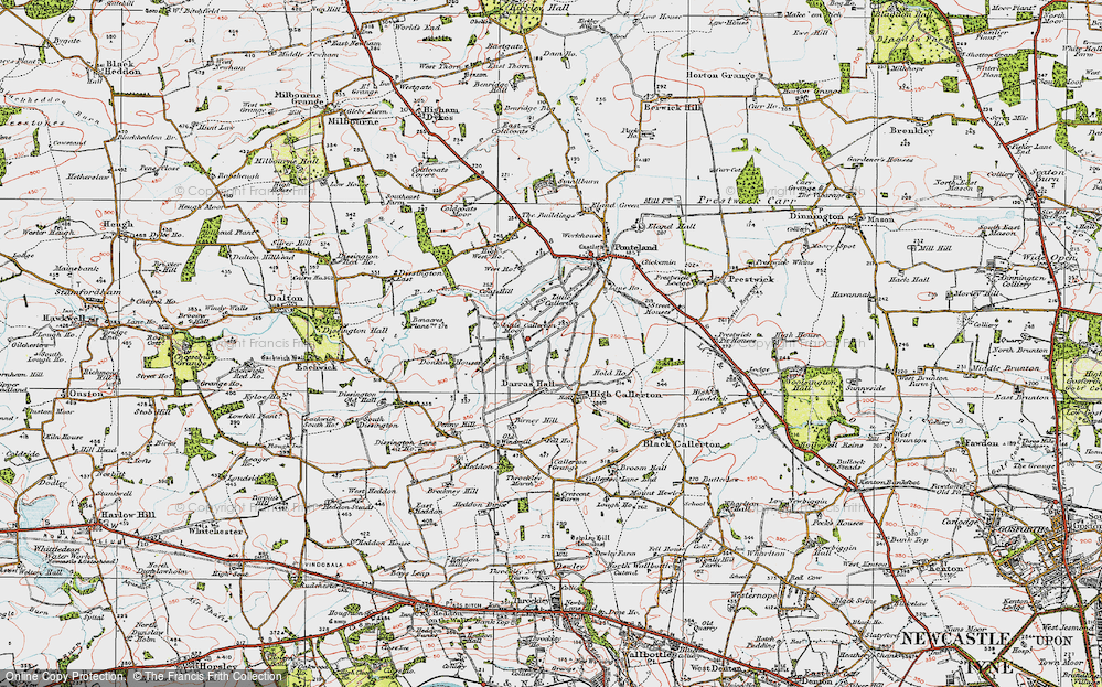 Old Map of Darras Hall, 1925 in 1925