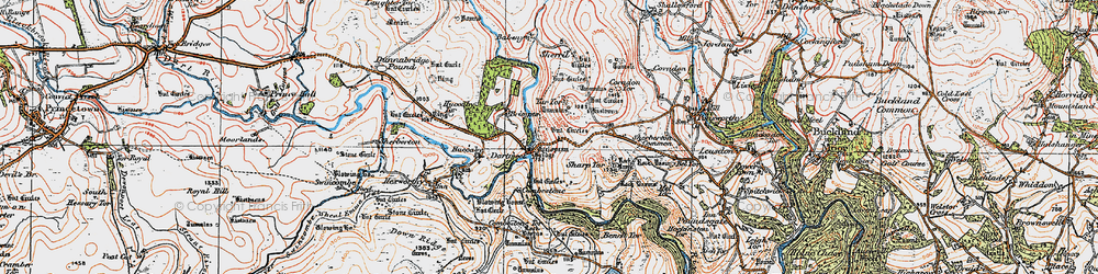 Old map of Dartmeet in 1919