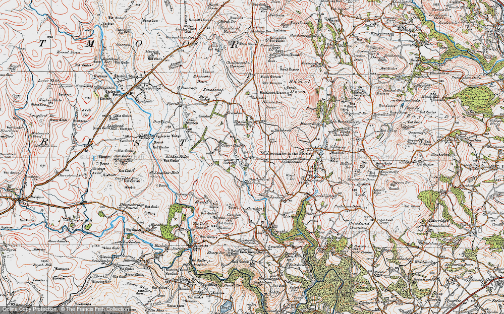 Old Map of Historic Map covering West Webburn River in 1919