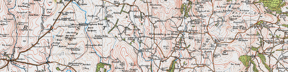 Old map of West Webburn River in 1919
