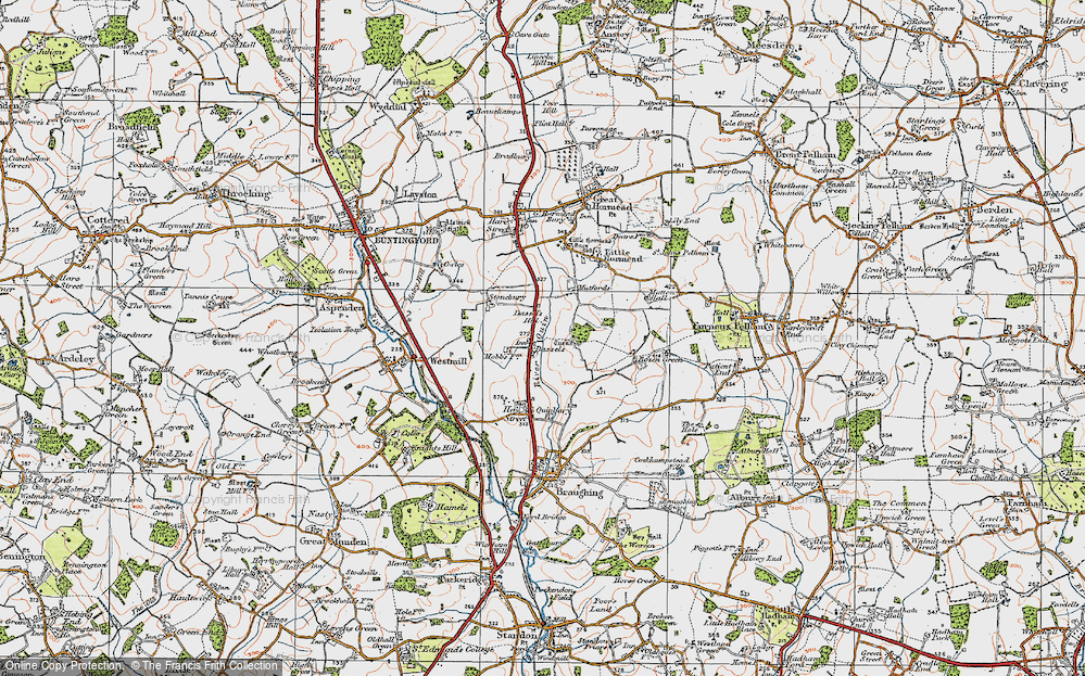 Old Map of Historic Map covering Bummers Hill in 1919