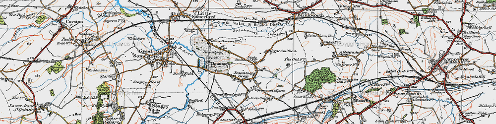 Old map of Dauntsey in 1919