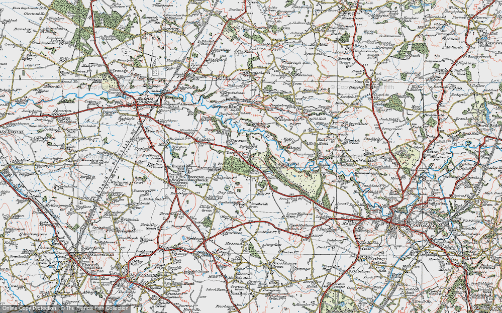 Old Map of Historic Map covering Brereton Heath Country Park in 1923