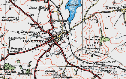 Old map of Daventry in 1919