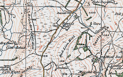 Old map of Brondre-fawr Hill in 1922