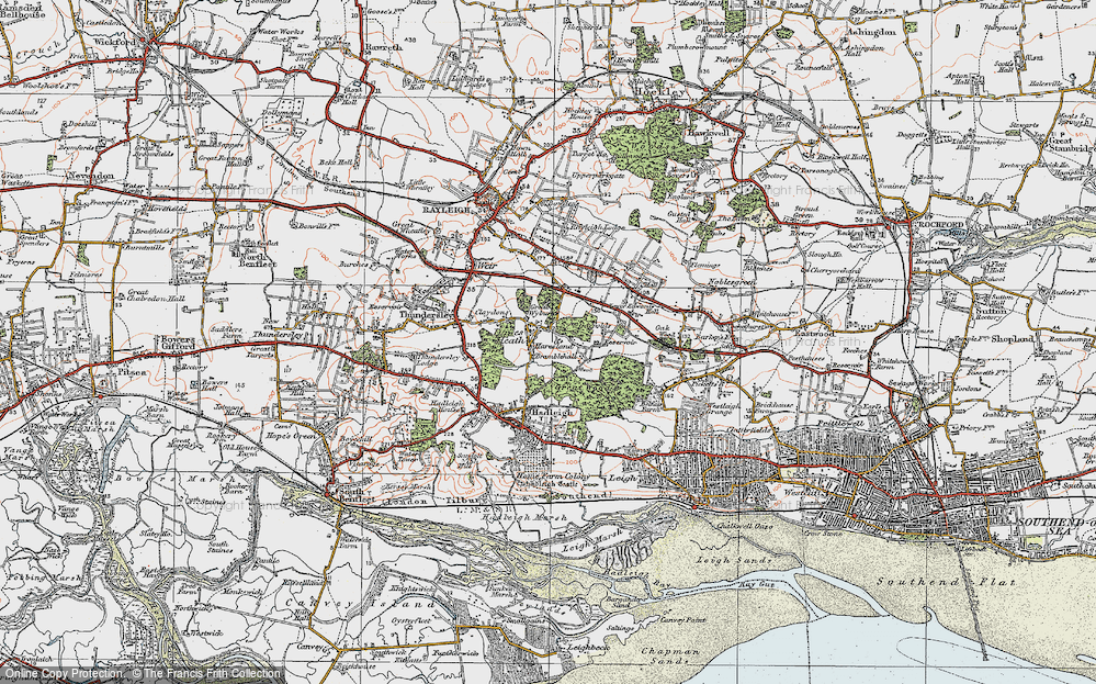 Old Map of Historic Map covering Bramble Hall in 1921