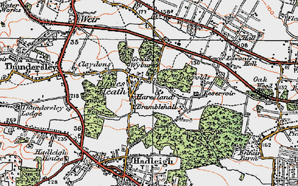Old map of Daws Heath in 1921