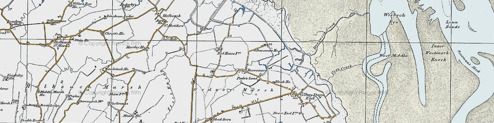 Old map of Dawsmere in 1922