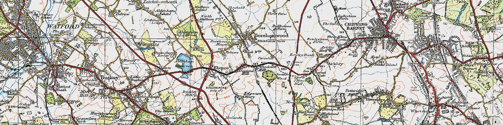 Old map of Woodcock Hill in 1920