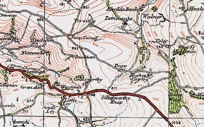 Old map of Trentishoe Manor in 1919