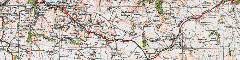 Old map of Trentishoe Manor in 1919