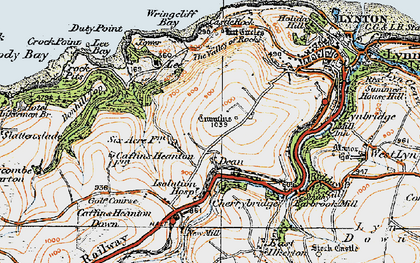 Old map of Caffyns Heanton Down in 1919