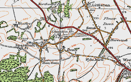 Old map of Flowerdown Barrows in 1919