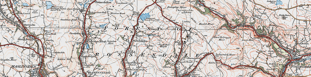 Old map of Dean in 1924