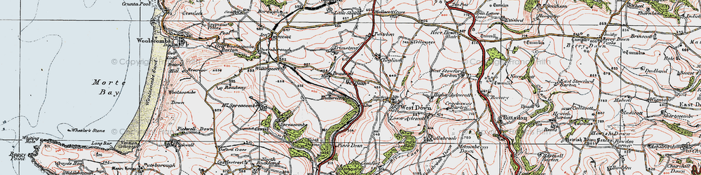 Old map of Dean Cross in 1919