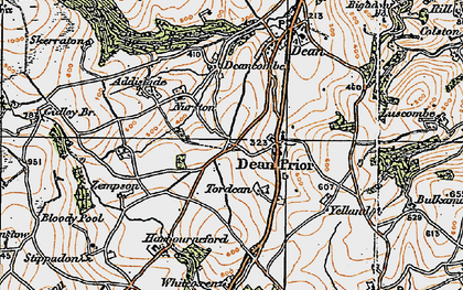 Old map of Dean Prior in 1919