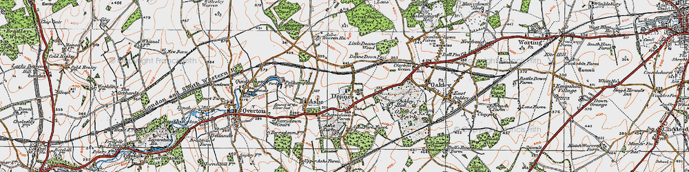 Old map of Deane in 1919