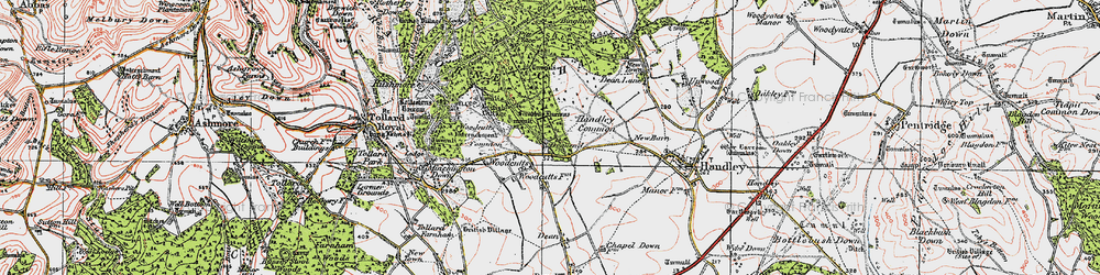 Old map of Woodcutts Common in 1919