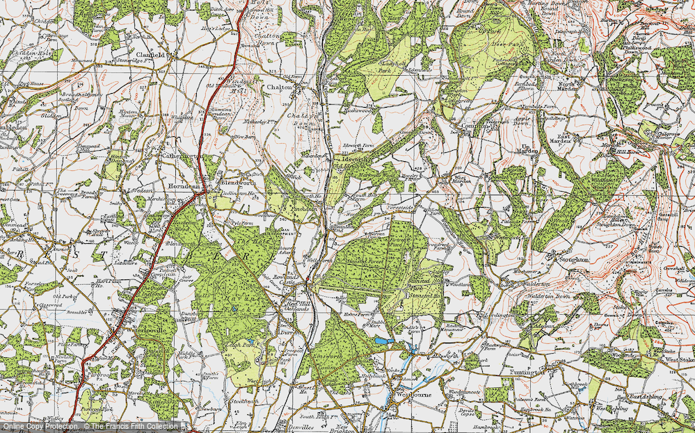 Old Map of Historic Map covering Idsworth in 1919