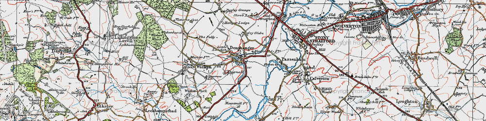 Old map of Deanshanger in 1919