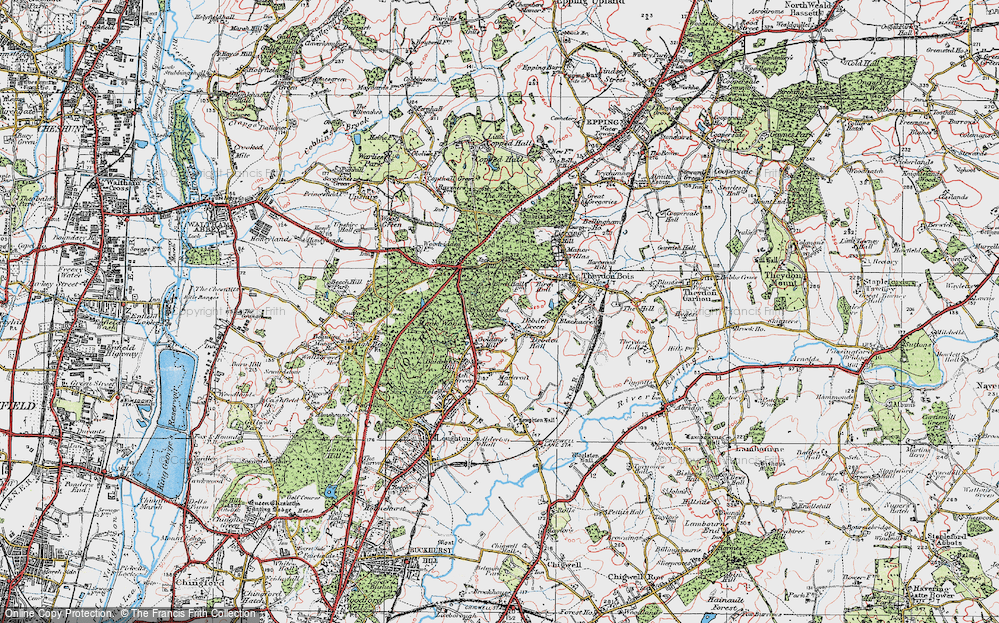 Old Map of Historic Map covering Woodbury Hollow in 1920