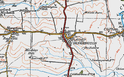 Old map of Deddington in 1919