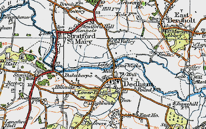 Old map of Dedham in 1921