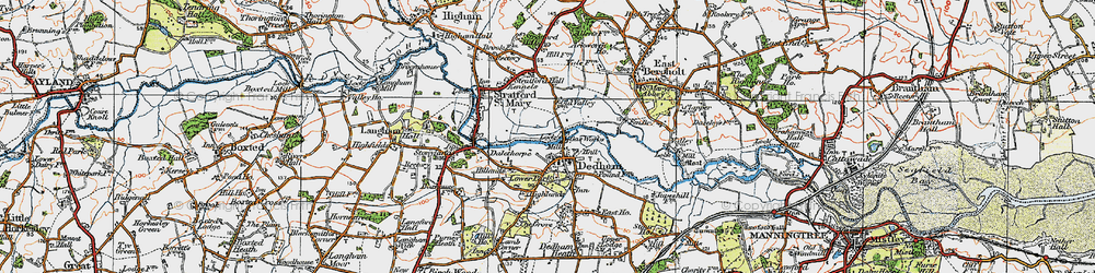 Old map of Dedham in 1921