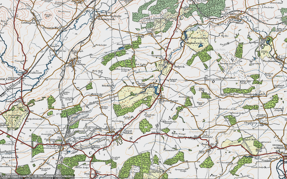Old Map of Deene, 1920 in 1920