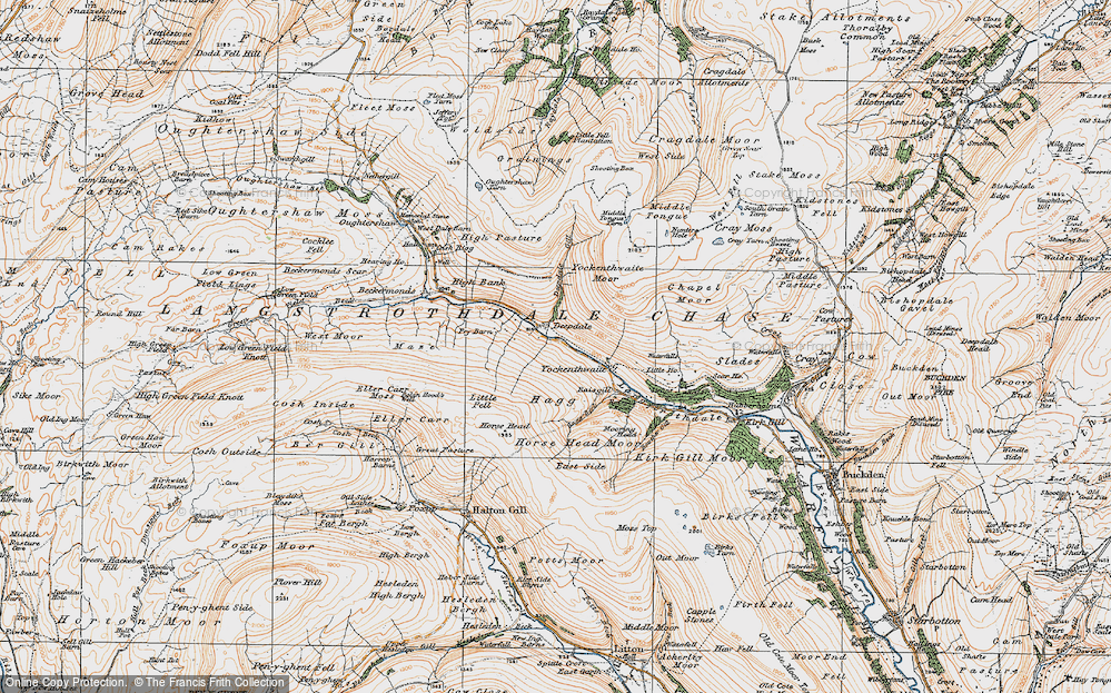 Old Map of Historic Map covering Langstrothdale Chase in 1925