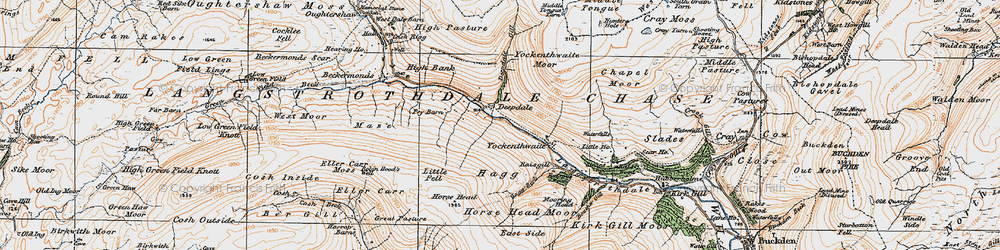 Old map of Langstrothdale Chase in 1925