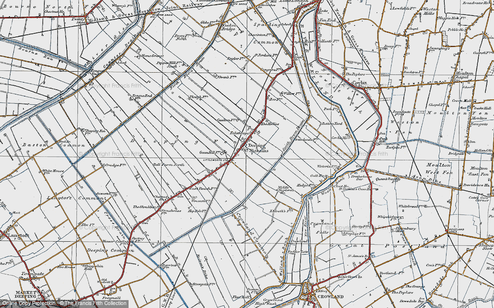 Old Map of Deeping St Nicholas, 1922 in 1922