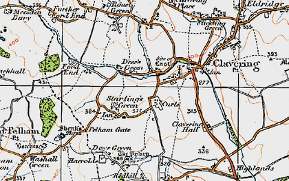 Old map of Deer's Green in 1919