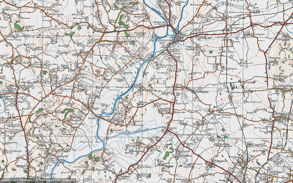 Old Map of Deerhurst, 1919 in 1919