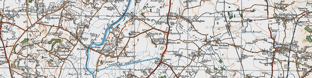 Old map of Deerhurst Walton in 1919