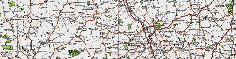 Old map of Delvin End in 1921