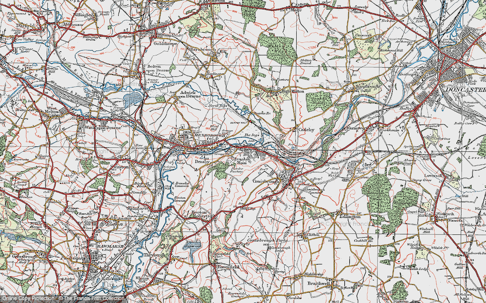 OLD ORDNANCE SURVEY MAP CONISBROUGH 1901 BURCROFT LIME GROVE DENABY MAIN 