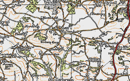 Old map of Denbury in 1919