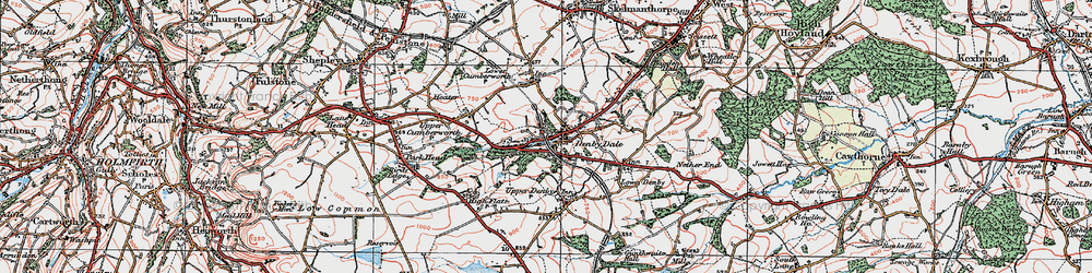 Old map of Denby Dale in 1924