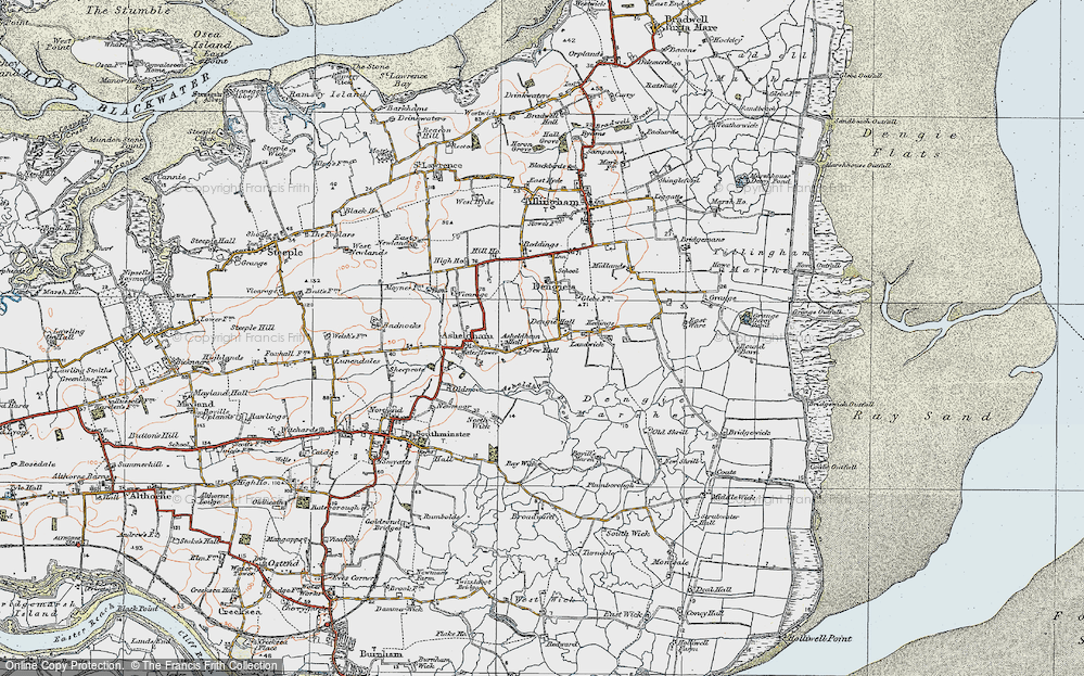 Old Map of Dengie, 1921 in 1921