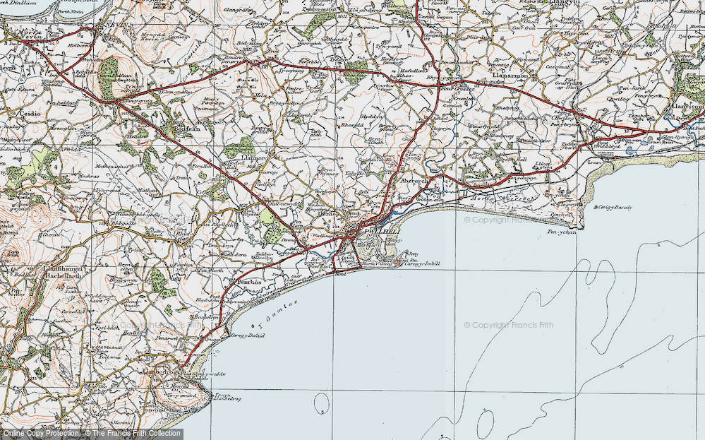 Old Map of Historic Map covering Bryn Crîn in 1922