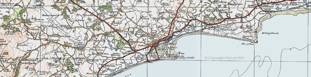 Old map of Bryn-ynys in 1922