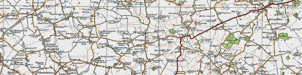 Old map of Dennington in 1921