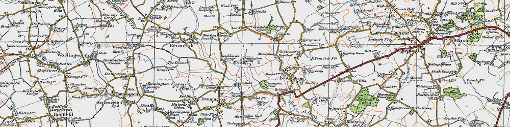 Old map of Badingham in 1921