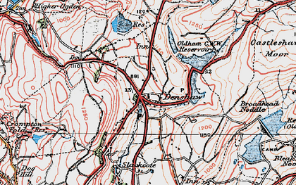 Old map of Denshaw in 1924