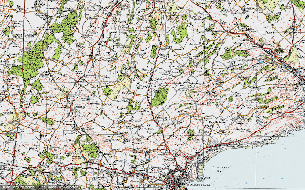 Old Map of Densole, 1920 in 1920