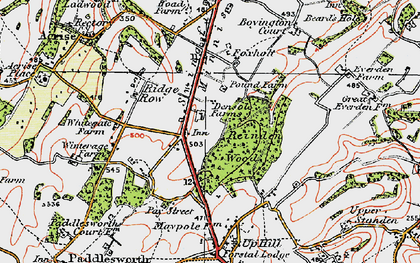 Old map of Densole in 1920