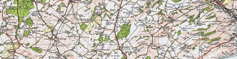 Old map of Densole in 1920