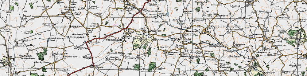 Old map of Denston in 1921