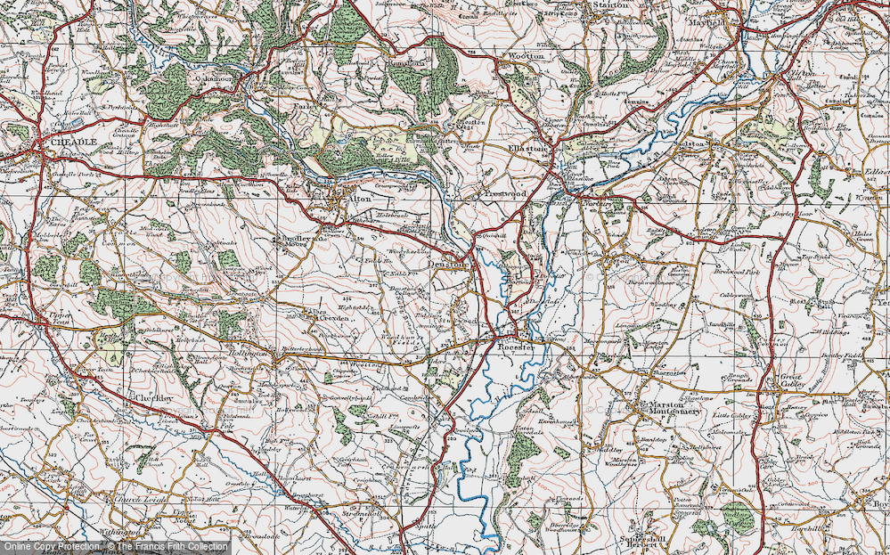 Old Map of Denstone, 1921 in 1921